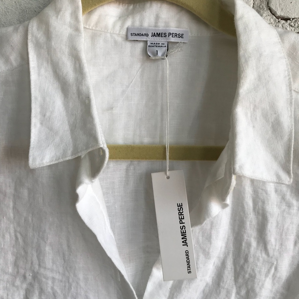 Lightweight White Linen Shirt Dress- James Perse